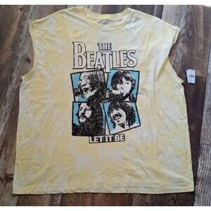 The Beatles Women's Yellow Tie Dye Sleeveless T-Shirt, 3X